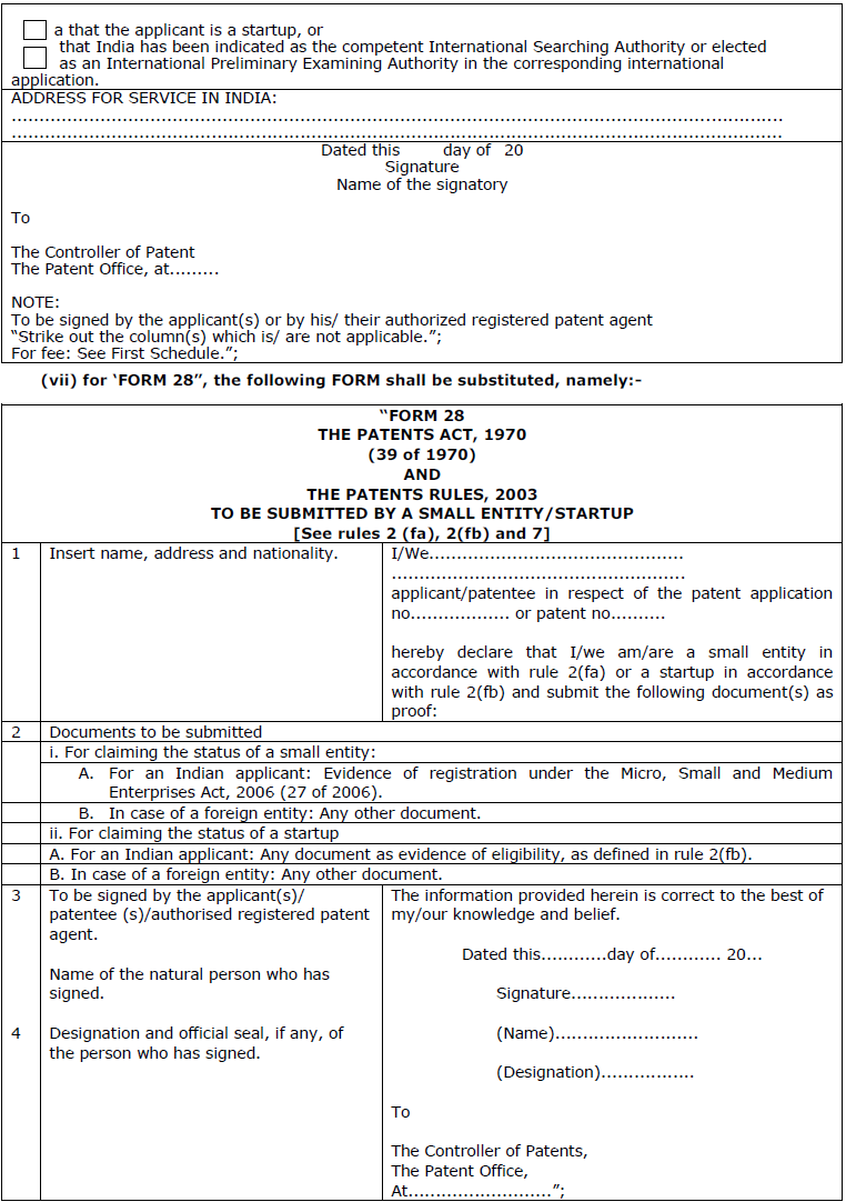 Patents Rules, 2003 amended (1st Amendment of 2016)