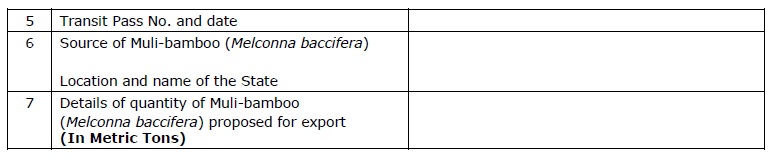 Proforma for obtaining Certificate of Origin COO for export of Muli bamboo